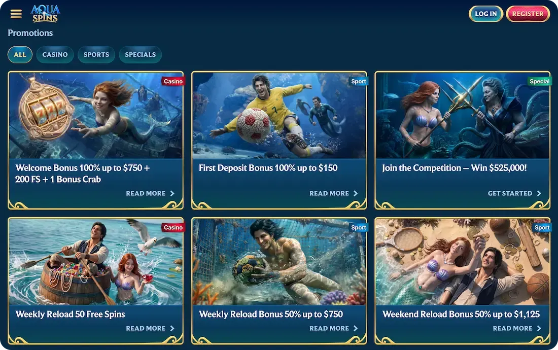 aquaspins casino bonus all