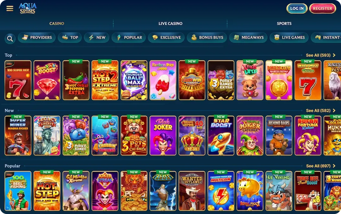 aquaspins casino games